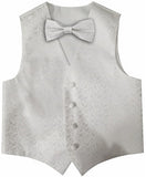 White Wedding Flower Classical Microfiber Boy Waistcoat+Bowtie for Tuxedo/Suit/Foraml Wear