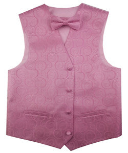 Pink Wedding Flower Classical Microfiber Boy Waistcoat+Bowtie for Tuxedo/Suit/Foraml Wear