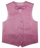 Pink Wedding Flower Classical Microfiber Boy Waistcoat+Bowtie for Tuxedo/Suit/Foraml Wear