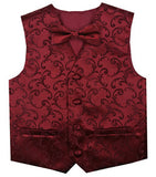 Burgundy Wedding Flower Classical Microfiber Boy Waistcoat+Bowtie for Tuxedo/Suit/Foraml Wear