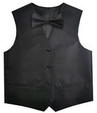 Black Wedding Flower Classical Microfiber Boy Waistcoat+Bowtie for Tuxedo/Suit/Foraml Wear