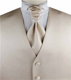 Solid Champagne Pain Fabric Classical Tuxedo Waistcoat+Cravat+Hanky