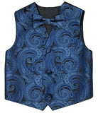 Classic Blue Wedding Flower Classical Microfiber Boy Waistcoat+Cravat for Tuxedo/Suit/Foraml Wear