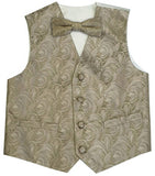 Beige SwirlWedding Flower Classical Microfiber Boy Waistcoat+Cravat for Tuxedo/Suit/Foraml Wear