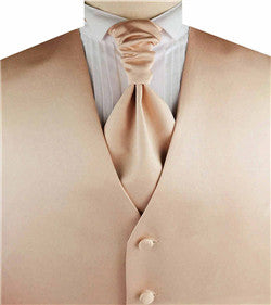 Solid Lighg Beige Plain Fabric Classical Tuxedo Waistcoat+Cravat+Hanky