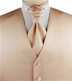 Solid Lighg Beige Plain Fabric Classical Tuxedo Waistcoat+Cravat+Hanky