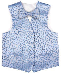 Blue Wedding Flower Classical Microfiber Boy Waistcoat+Bowtie for Tuxedo/Suit/Foraml Wear