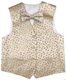 Lighte Beige Wedding Flower Classical Microfiber Boy Waistcoat+Bowtie for Tuxedo/Suit/Foraml Wear