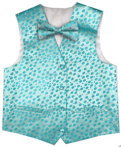 Aqua Wedding Flower Classical Microfiber Boy Waistcoat+Bowtie for Tuxedo/Suit/Foraml Wear