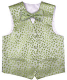 Light Green Wedding Flower Classical Microfiber Boy Waistcoat+Bowtie for Tuxedo/Suit/Foraml Wear