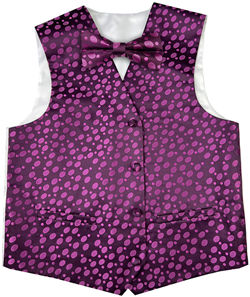 Fuschia Wedding Flower Classical Microfiber Boy Waistcoat+Bowtie for Tuxedo/Suit/Foraml Wear