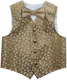 Beige Wedding Flower Classical Microfiber Boy Waistcoat+Bowtie for Tuxedo/Suit/Foraml Wear