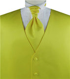 Solid Lemon Plain Fabric Classical Tuxedo Waistcoat+Cravat+Hanky