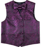 Black Fuschia Wedding Flower Classical Microfiber Boy Waistcoat+Bowtie for Tuxedo/Suit/Foraml Wear