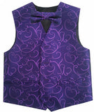 Dark Purple Wedding Flower Classical Microfiber Boy Waistcoat+Bowtie for Tuxedo/Suit/Foraml Wear