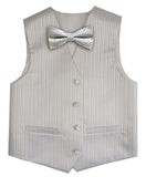 Silver Wedding Flower Classical Microfiber Boy Waistcoat+Bowtie for Tuxedo/Suit/Foraml Wear