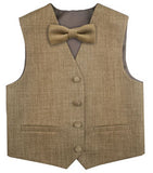 Khaki  Wedding Flower Classical Microfiber Boy Waistcoat+Bowtie for Tuxedo/Suit/Foraml Wear