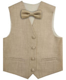 Light Khaki Wedding Flower Classical Microfiber Boy Waistcoat+Bowtie for Tuxedo/Suit/Foraml Wear