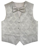 Grey Wedding Flower Classical Microfiber Boy Waistcoat+Bowtie for Tuxedo/Suit/Foraml Wear