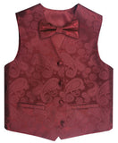 Burgundy Wedding Flower Classical Microfiber Boy Waistcoat+Bowtie for Tuxedo/Suit/Foraml Wear