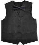 Black Wedding Flower Classical Microfiber Boy Waistcoat+Bowtie for Tuxedo/Suit/Foraml Wear