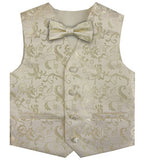 Ivory Wedding Flower Classical Microfiber Boy Waistcoat+Bowtie for Tuxedo/Suit/Foraml Wear