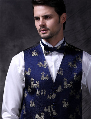 Navy Ancient Tuxedo Party Evening Clothes Waistcoat Set