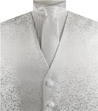 White Swirl Classical Tuxedo Handsome Waistcoat+Necktie+Hanky