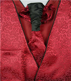 Burgundy Tuxedo/Bridal Tuxedo Vest edge with band+Cravat+Hanky