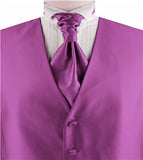 Fuschia Vertical Classical Microfiber Groomsman Tuxedo Vest+Cravat+Hanky