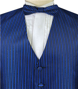 Black&Blue Stripe Classical Man's Custom Made Tuxedo Vest+Bowtie+Hanky
