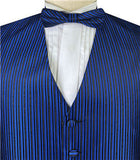 Black&Blue Stripe Classical Man's Custom Made Tuxedo Vest+Bowtie+Hanky