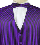 Black&Purple Stripe Classical Man's Custom Made Tuxedo Vest+Bowtie+Hanky