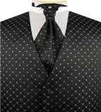 Black Diamond Pattern Classical Wedding Waistcoat+Cravat+Hanky