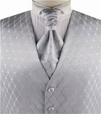 Silver Arc Pattern  Classical Tailored  Polyester Waistcoat+Cravat+Hanky