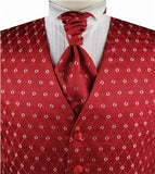 Red Arc Pattern  Classical Tailored  Polyester Waistcoat+Cravat+Hanky