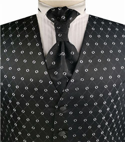 Black Arc Pattern  Classical Tailored  Polyester Waistcoat+Cravat+Hanky