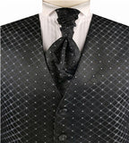 Black Fan-Shaped Classical Business Waistcoat+Cravat+Hanky