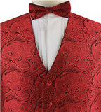 Burgundy Big Paisley Classical Bridegroom Waistcoat Set