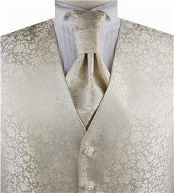 Ivory Little Floral Classical Wedding Tailored Waistcoat Set