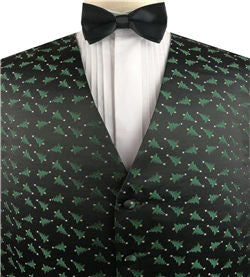 Christmas Tree Pattern  Microfiber Woven Fabric Classical  Waistcoat