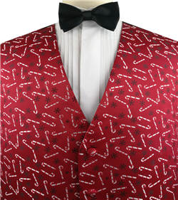 Christmas Crutches Pattern  Microfiber Woven Fabric Classical  Waistcoat