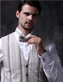 Light Beige Stripe Linen  Classical Formal Waistcoat+Bowtie