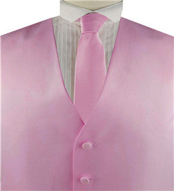 Pink Solid Plain Classical Tuxedo/Wedding Waistcoat+Necktie+Bowtie+Hanky