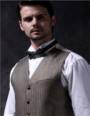 Brown Men's Tuxedo Viscose  Formal Waistcoat+Bowtie