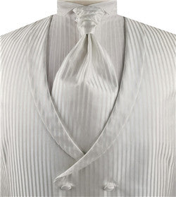 White Stripe  Classical Double Breasted Collared Waistcoat+Cravat+Hanky