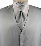 Grey Dot Classical Bridegroom Poly Waistcoat+Cravat+Hanky