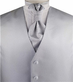 Silver Dot Classical Wedding Tailored Waistcoat+Cravat+Hanky