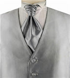 Silver Stripe Classical Man's Custom Made Tuxedo Vest+Cravat+Hanky