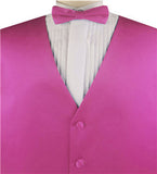 Magenta Solid Plain Classical Tuxedo/Wedding Waistcoat+Necktie+Bowtie+Hanky